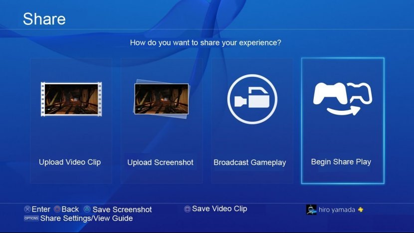 Скриншоты интерфейса Share Play для PS4