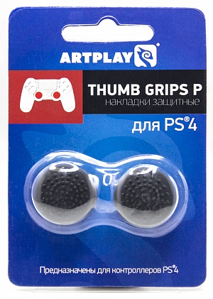 купить PS 4 Накладки Artplays Thumb Grips защитные на джойстики геймпада (2 шт) 14мм выпуклые черные