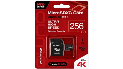 Купить Карта памяти QUMO MicroSDXC 256 GB Pro seria 3.0 с адаптером SD