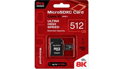 Купить Карта памяти QUMO MicroSDXC 512 GB Pro seria 3.0 с адаптером SD