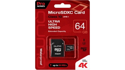 Купить Карта памяти QUMO MicroSDXC 64GB Pro seria 3.0 (с адаптером SD)