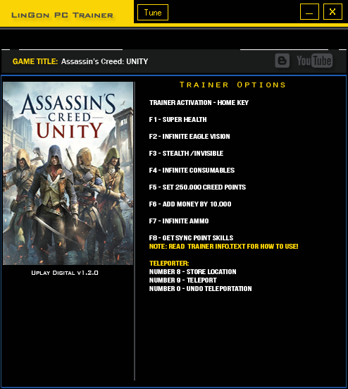 скачать Assassin's Creed ~ Unity: Трейнер/Trainer (+10) [1.2.0: Multi Language Support] 