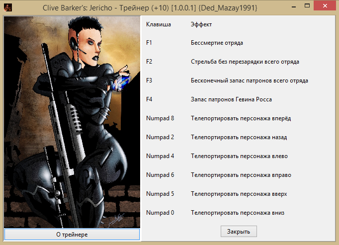 скачать Clive Barker's: Jericho - Трейнер/Trainer (+10) [1.0.0.1]