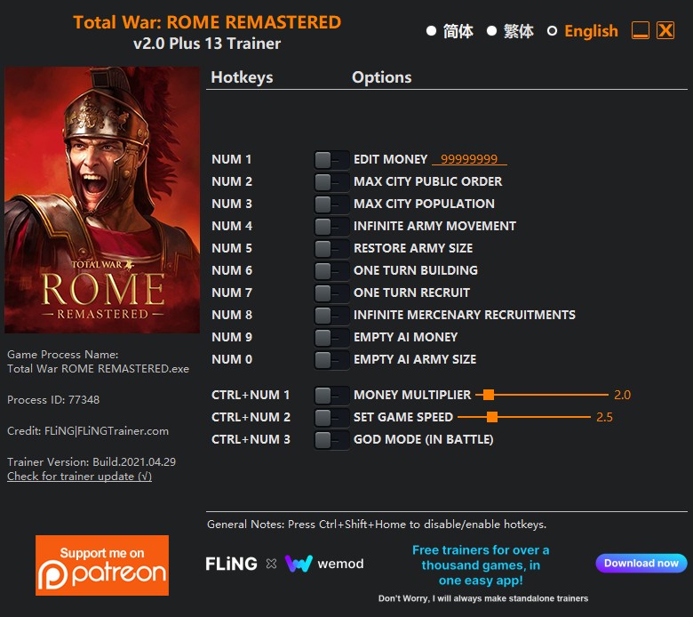 скачать Total War: ROME REMASTERED +13 трейнер v2.0 {FLiNG}