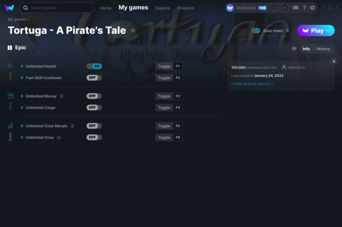 скачать Tortuga: A Pirate's Tale +6 трейнер v25.01.2023 {MrAntiFun / WeMod}