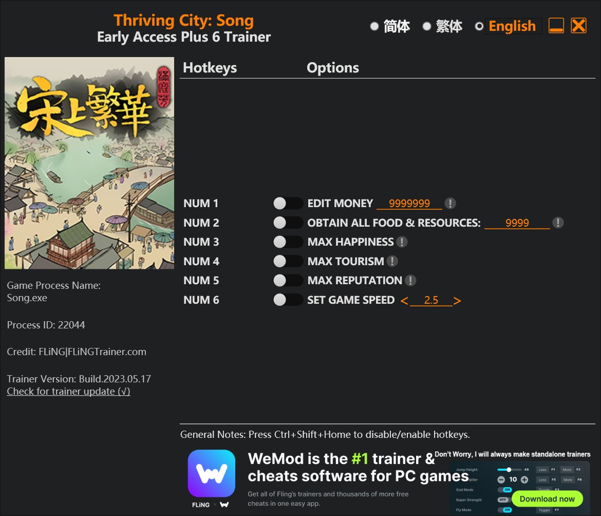 скачать Thriving City: Song +6 трейнер EA 2023.05.17 {FLiNG}
