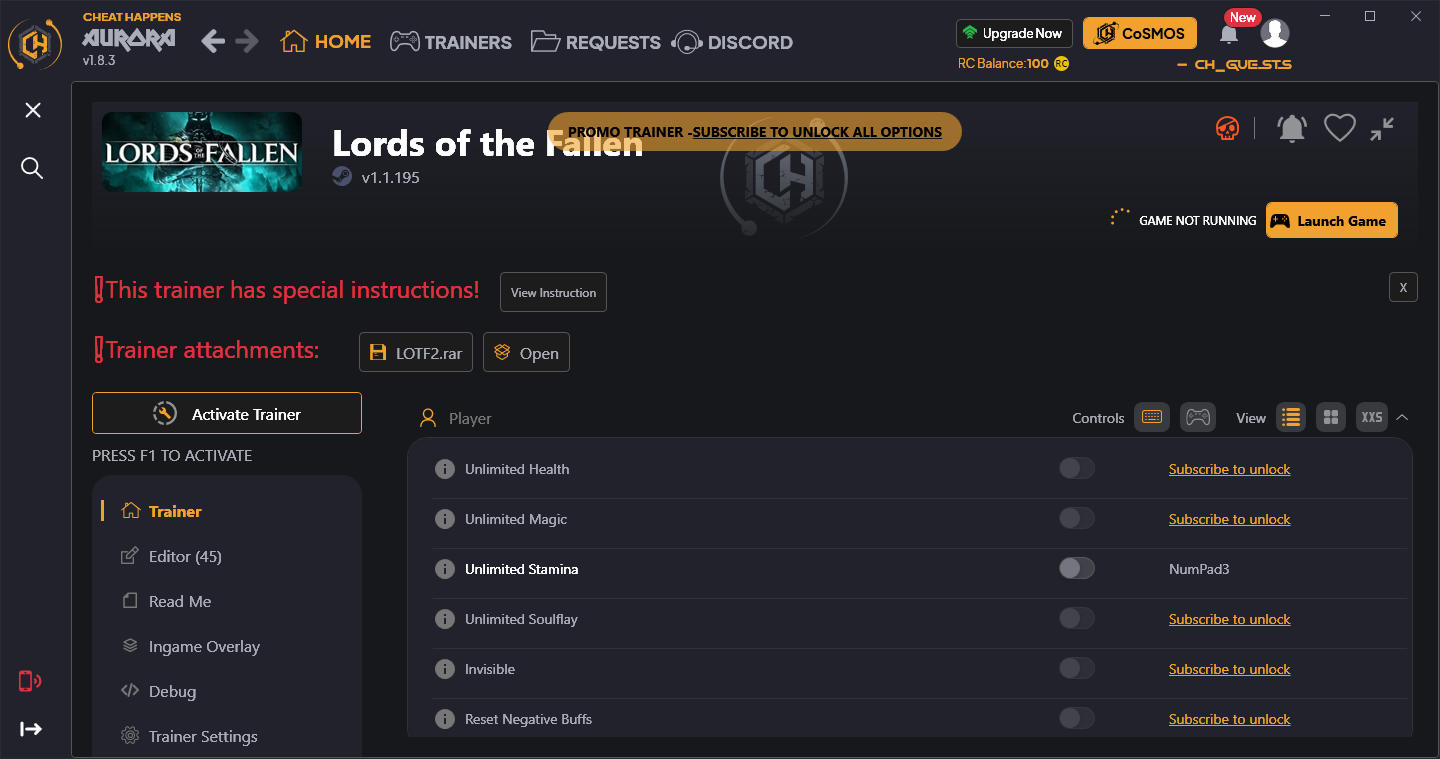 скачать Lords of the Fallen (2023): +57 трейнер v1.1.195 {CheatHappens.com}