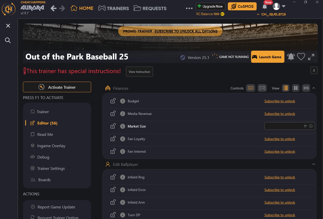 скачать Out of the Park Baseball 25: +56 трейнер {CheatHappens.com}