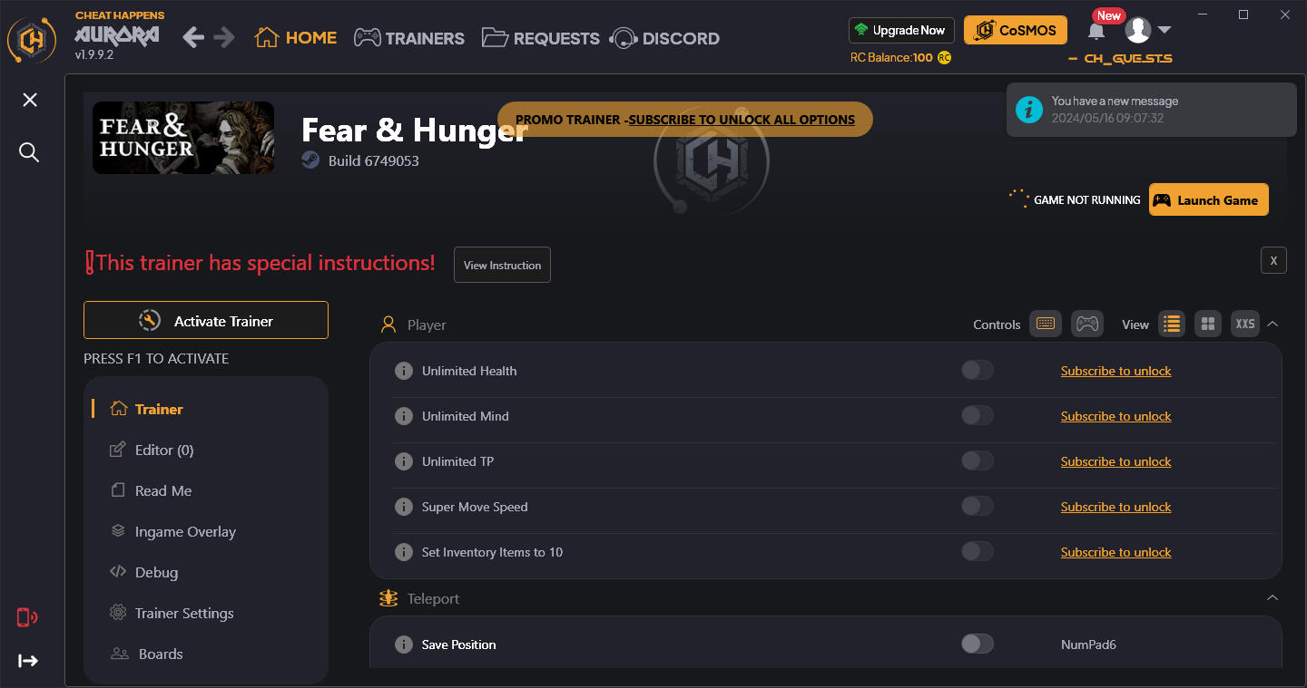 скачать Fear & Hunger: +8 трейнер {CheatHappens.com}