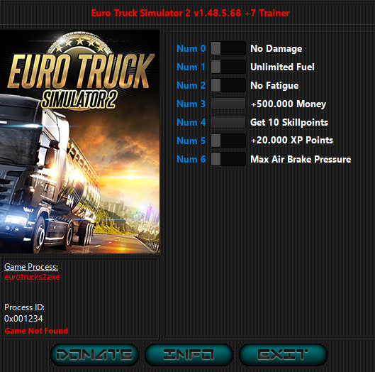 скачать Euro Truck Simulator 2: +7 трейнер v1.50.2.3 {iNvIcTUs oRCuS / HoG}