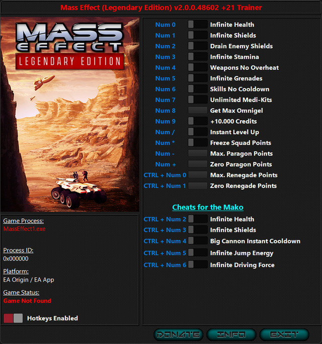 скачать Mass Effect 1 - Legendary Edition: +21 трейнер v2.0.0.48602 {iNvIcTUs oRCuS / HoG}